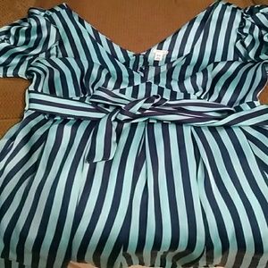 Long dark blue and turquoise dress